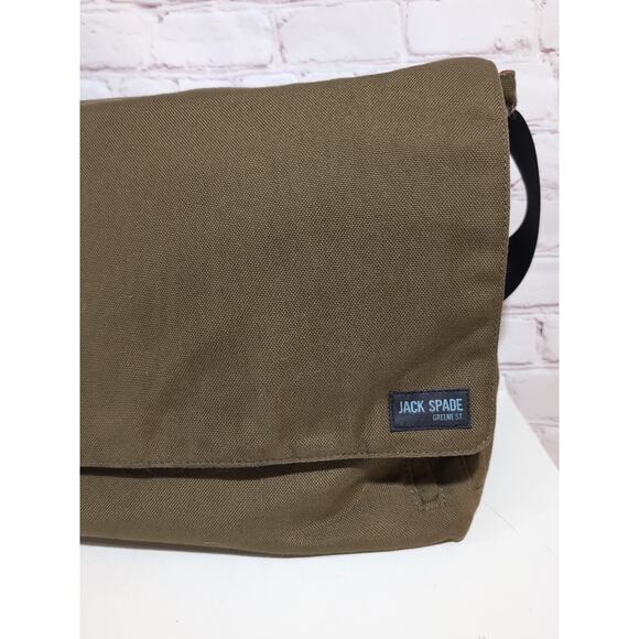 Jack Spade Greene St. Messenger Bag Khaki Canvas Shoulder Laptop Crossbody Purse - Picture 2 of 16